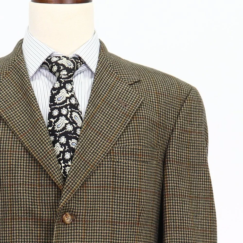 Tommy Hilfiger 40R Brown Check 3-Button Sport Coat Blazer Jacket V679